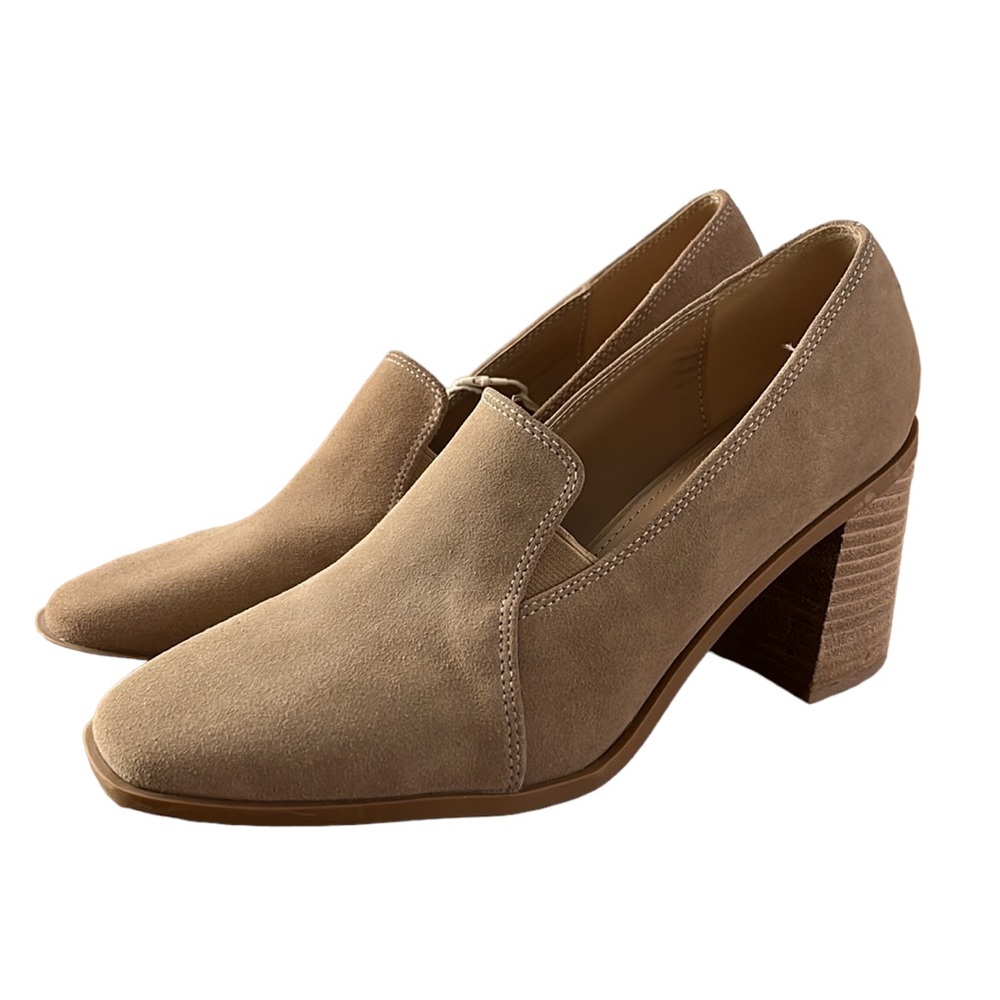 Joie Wevenly Tan Suede Style Block Heel Closed Toe Shoes Loafer Bootie